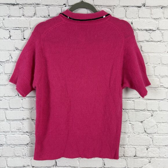 Express Tricot Vtg Knit Polo Sweater Lambswool Angora Rabbit Hair Pink Womens M - Picture 6 of 11